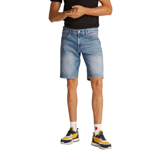 Tommy Hilfiger Jeans Hellblaue Bermudashorts aus recyceltem Baumwoll-Mix
