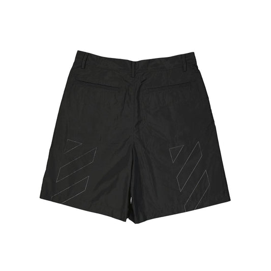 Off-White Schwarze Polyester-Shorts mit kurzem Schnitt und Mini-Länge