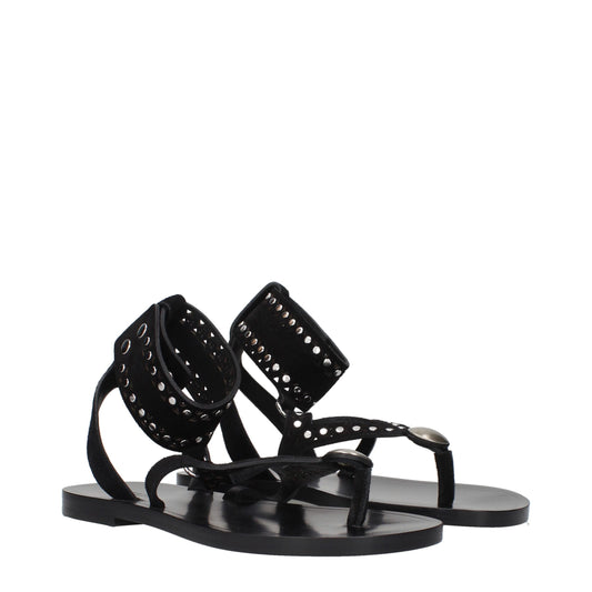 Isabel Marant Black Leather Flip-Flop Sandals
