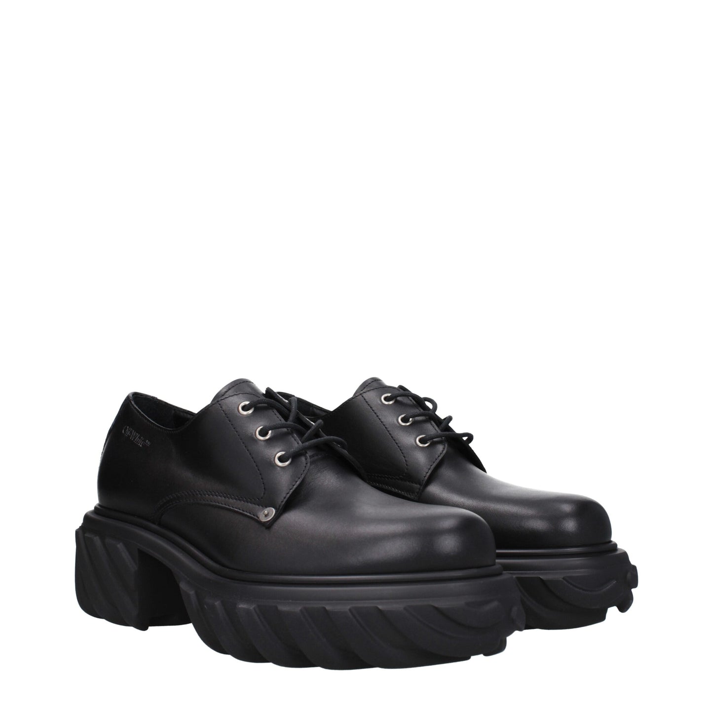 Off-White Schwarze Leder Oxfords und Derbies