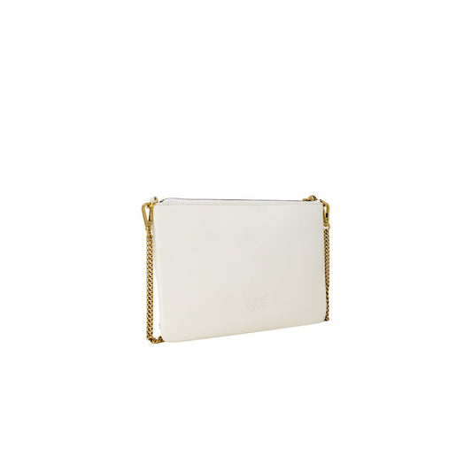 PINKO Cream Leather Clutch Bag