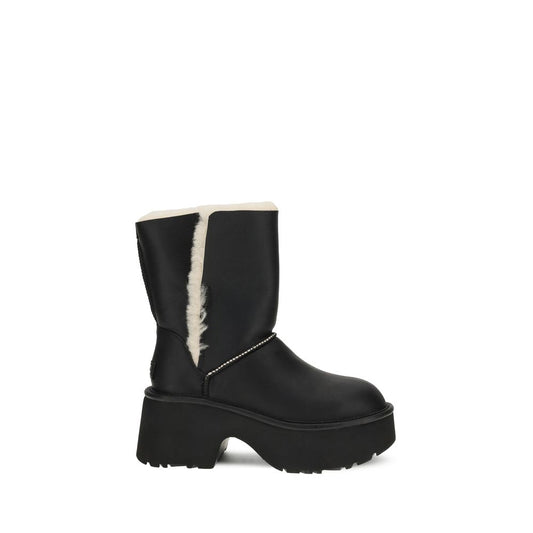 UGG Schwarze Leder-Flachstiefel