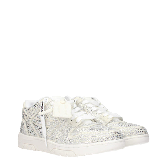 Off-White Beigefarbene Leder-Sneaker mit niedrigem Schaft