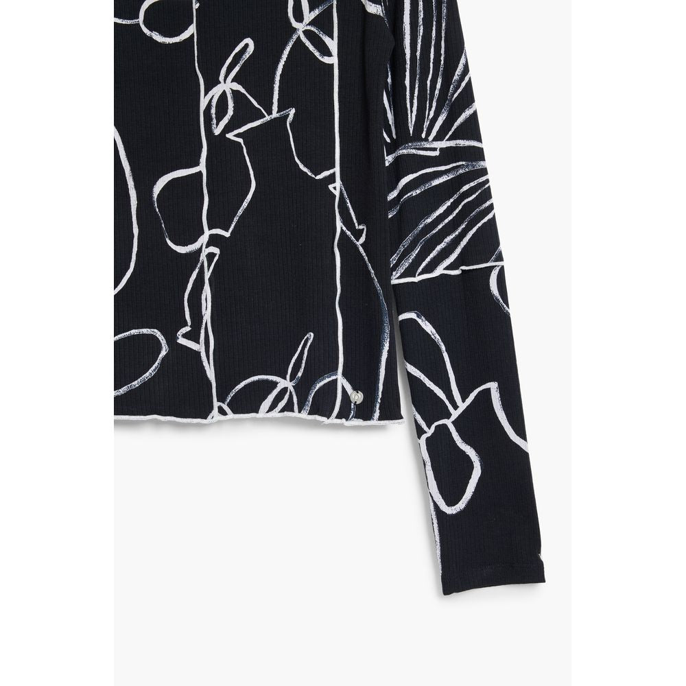 Desigual Schwarzes Elastan Frauen T-Shirt