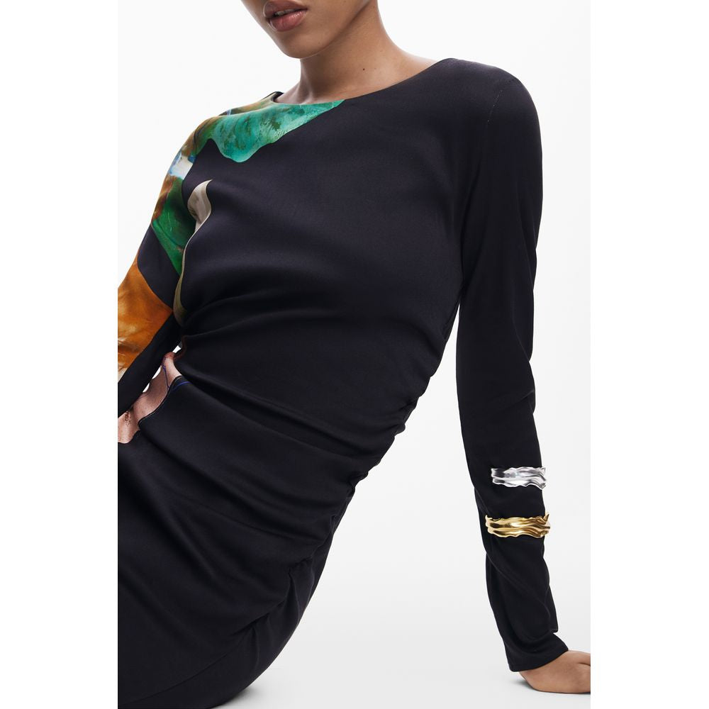 Desigual Schwarzes Viskosekleid für Frauen