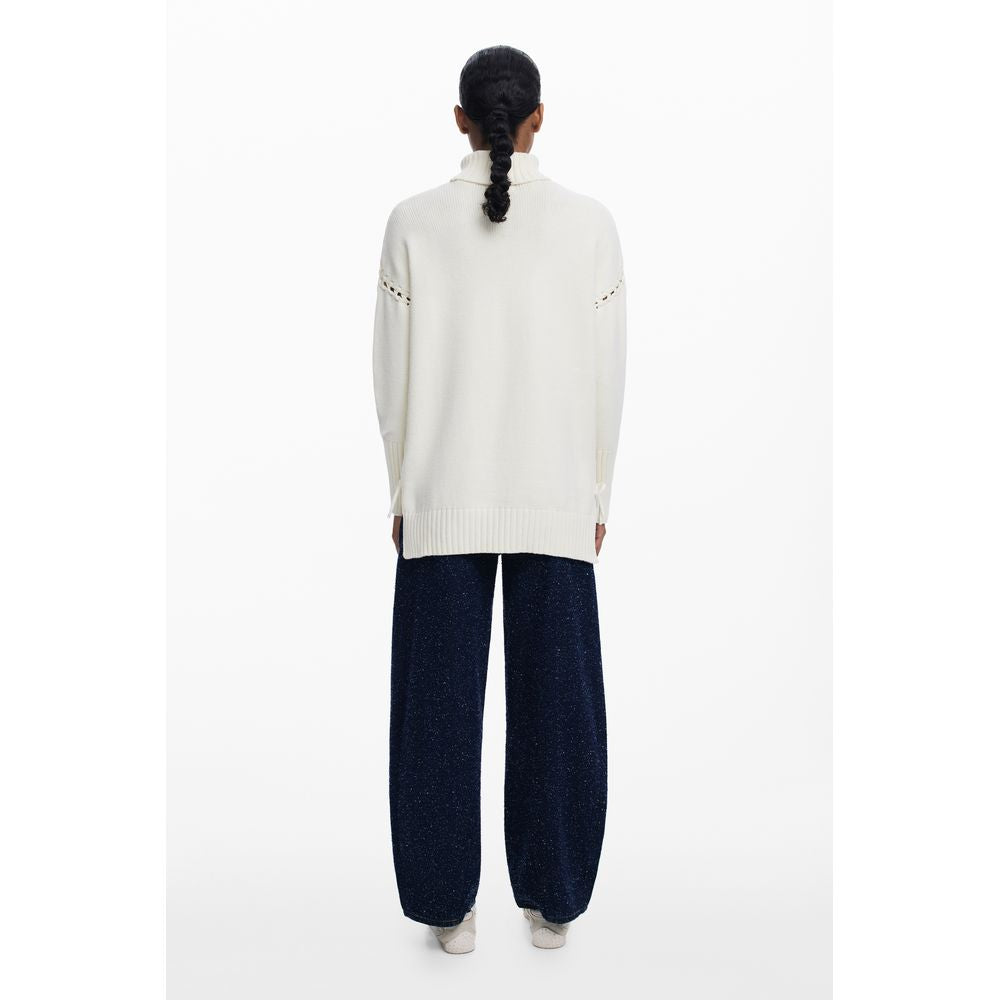 Desigual Weißer Baumwollpullover für Frauen
