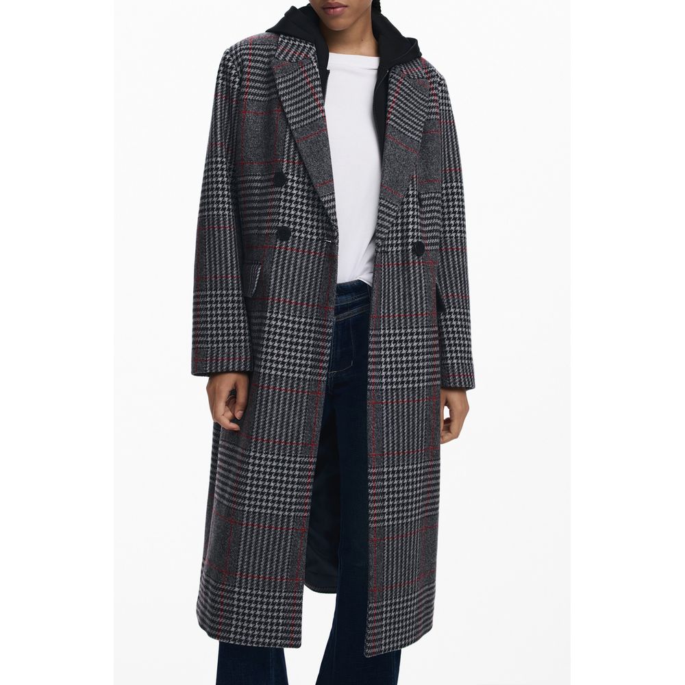 Desigual Grauer Wollmantel für Frauen