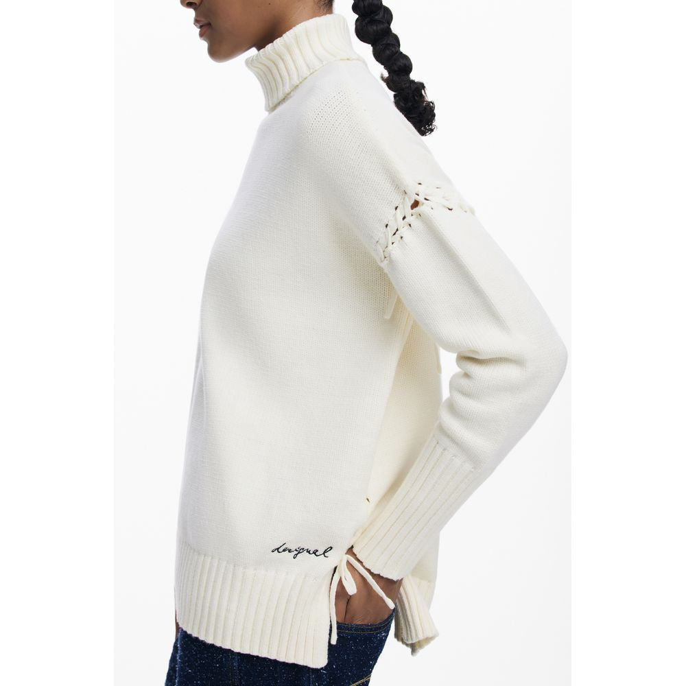 Desigual Weißer Baumwollpullover für Frauen