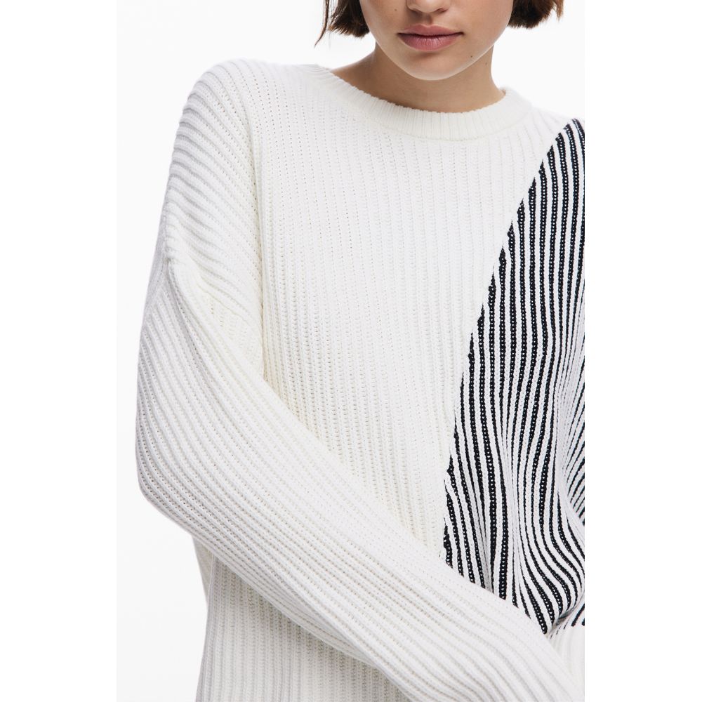 Desigual Weißer Baumwollpullover für Frauen