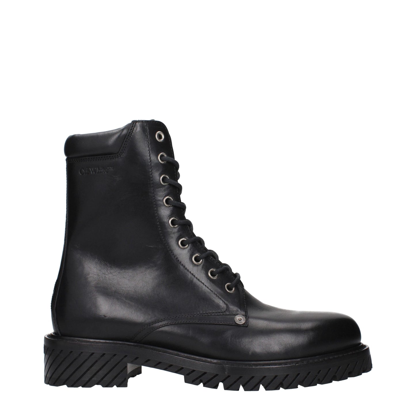 Off-White Schwarze Lederstiefeletten