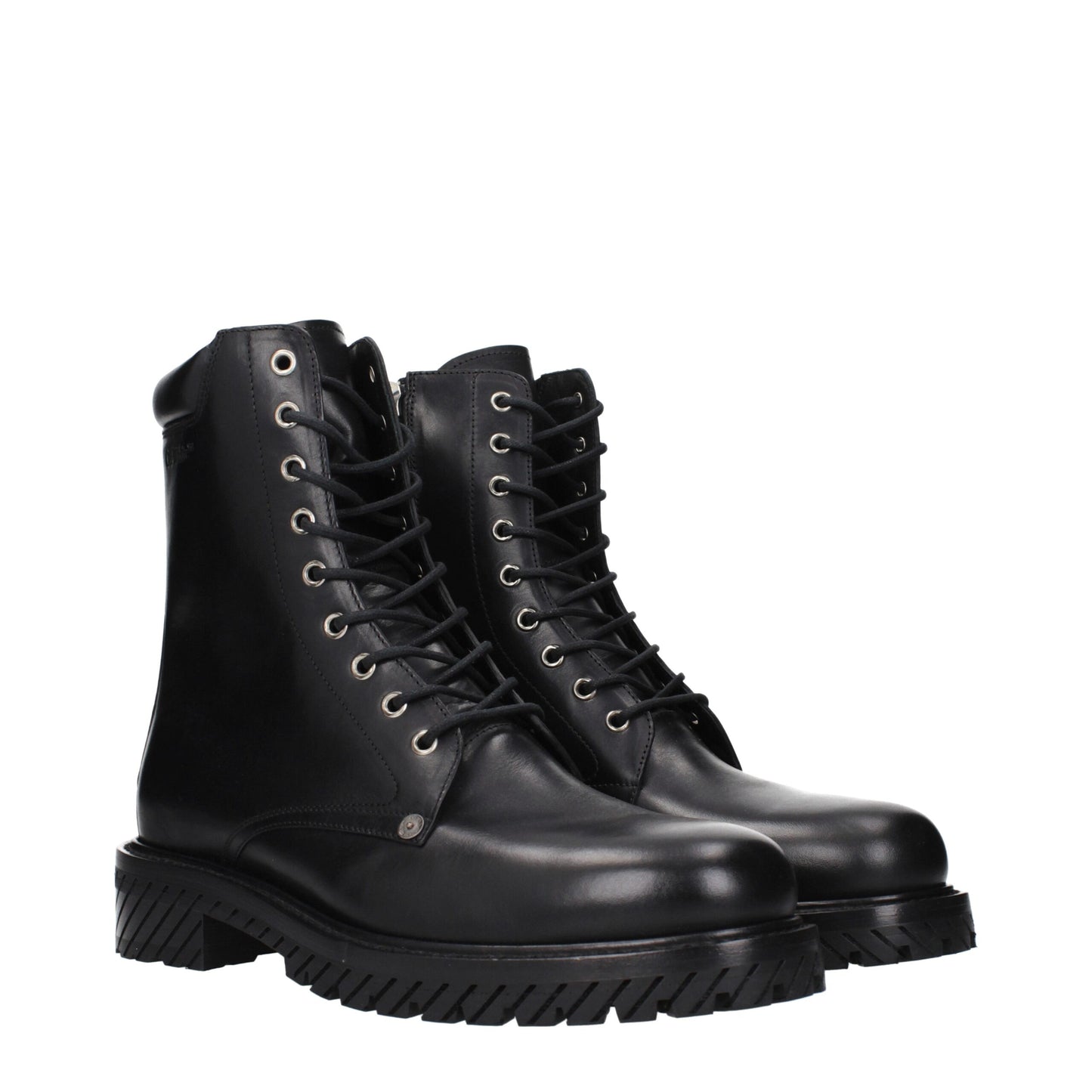 Off-White Schwarze Lederstiefeletten