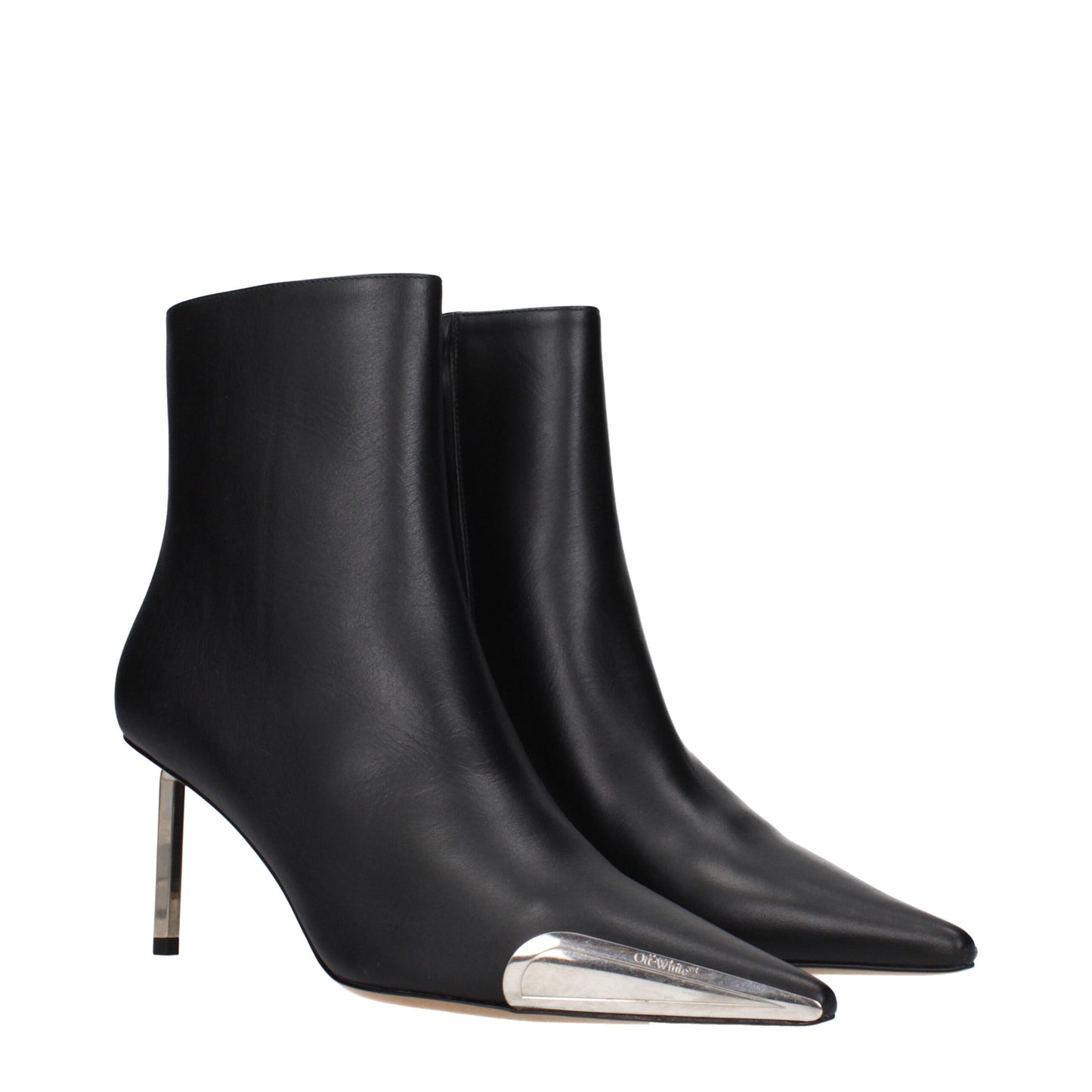Off-White Schwarze Lederstiefeletten