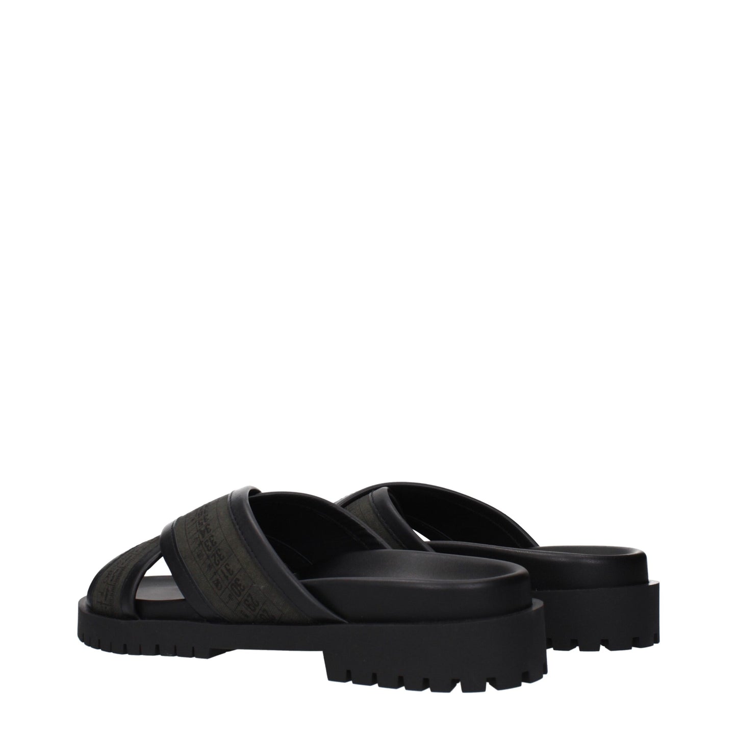 Off-White Flache Sandalen aus grünem Stoff