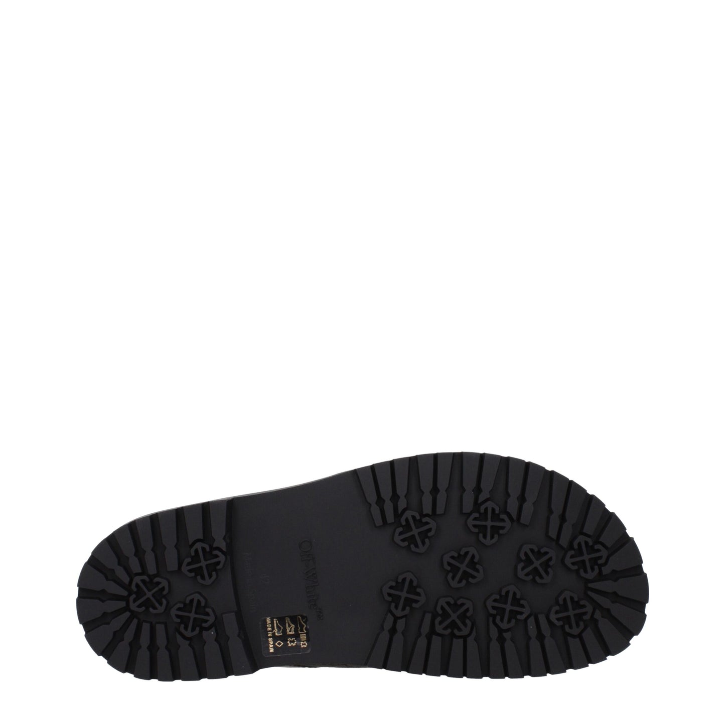 Off-White Flache Sandalen aus grünem Stoff