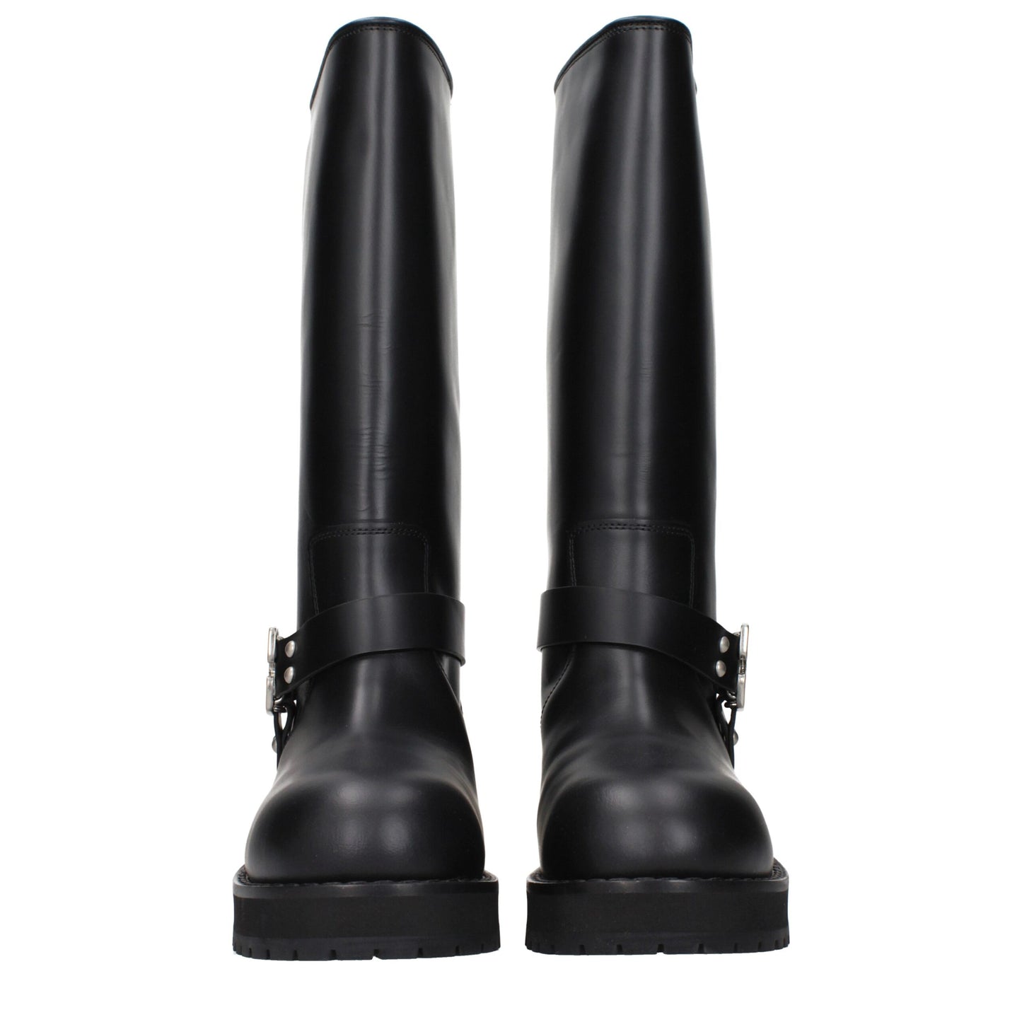Off-White Flache schwarze Lederstiefel