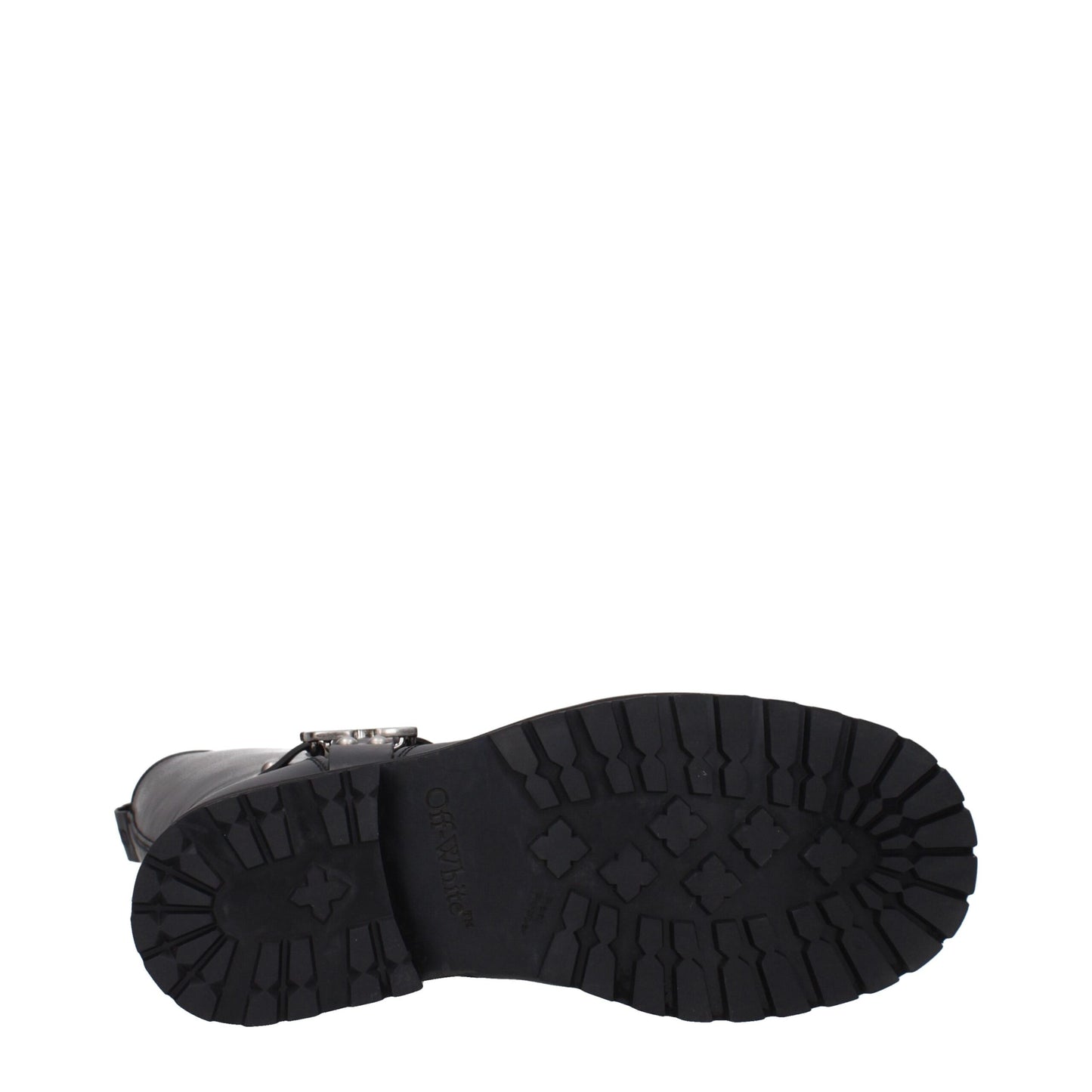 Off-White Flache schwarze Lederstiefel