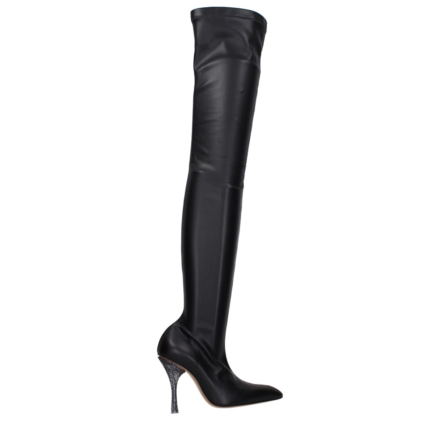 Off-White Schwarzes Leder Over The Knee