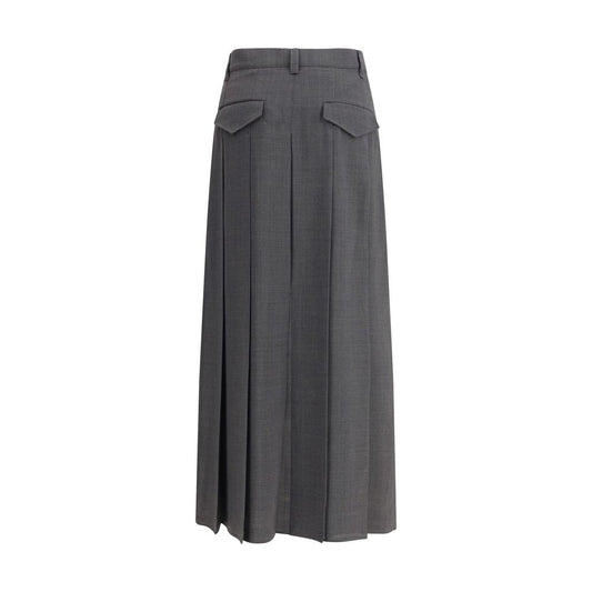 Brunello Cucinelli Gray Polyester Long Skirt
