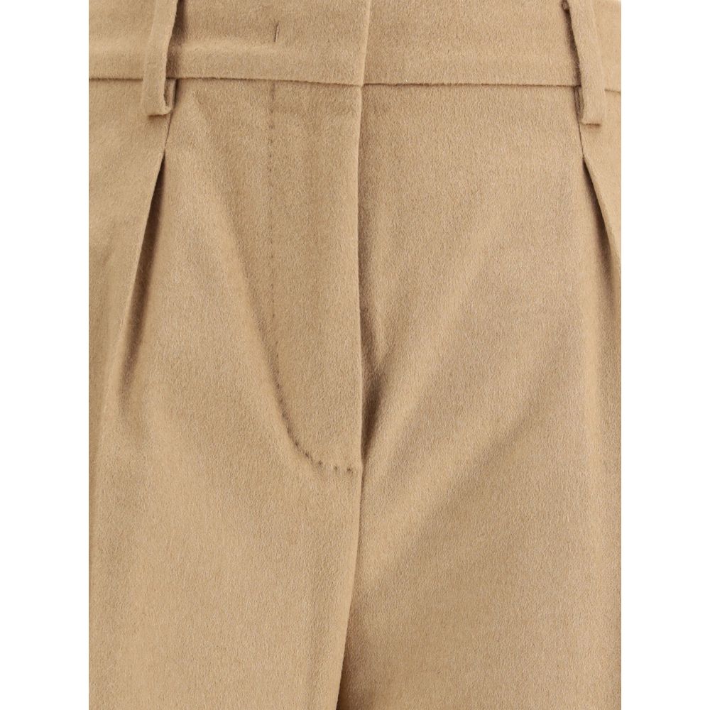 Max Mara Beige Camel Hair Casual Pants