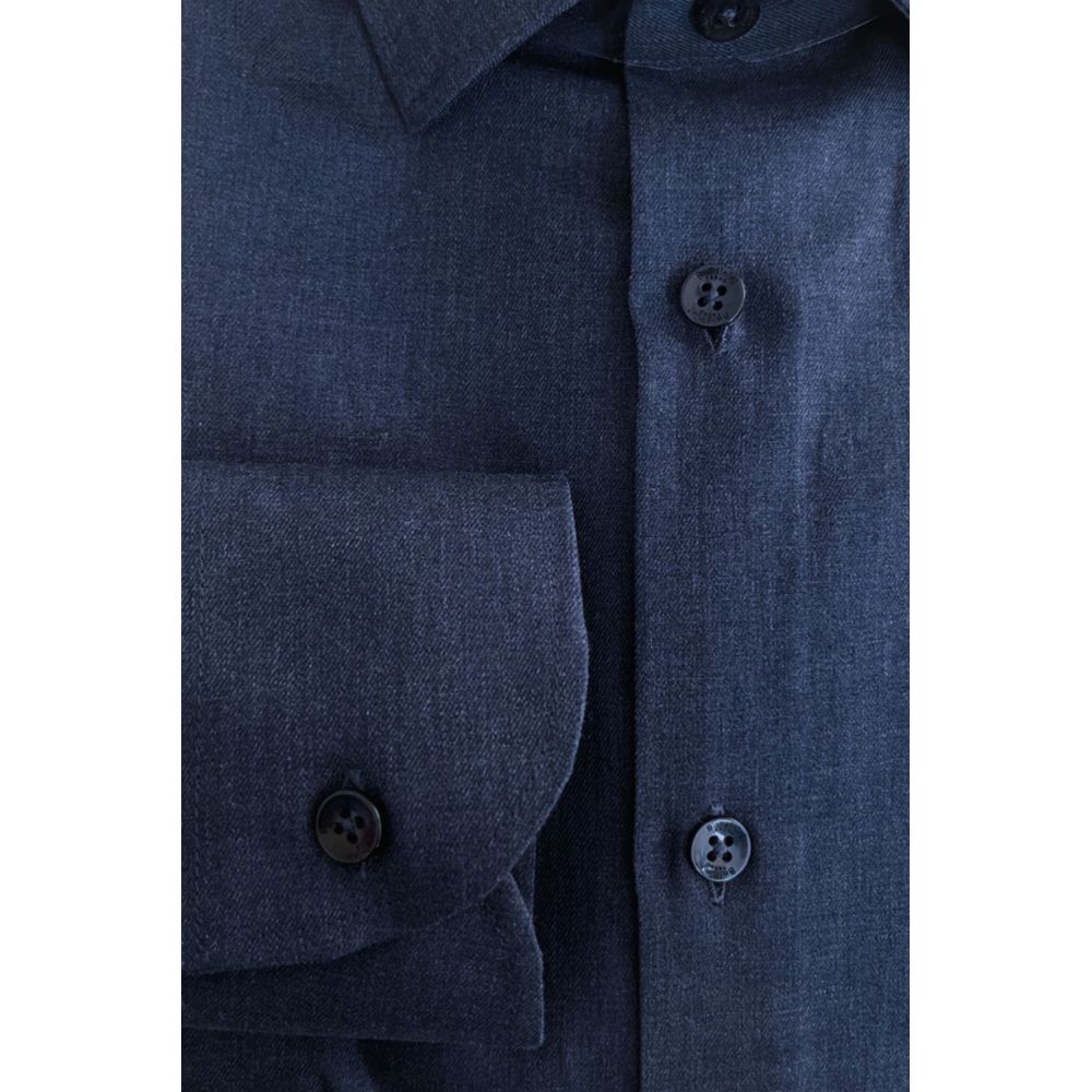 Baldinini Trend Blue Cotton Men Shirt