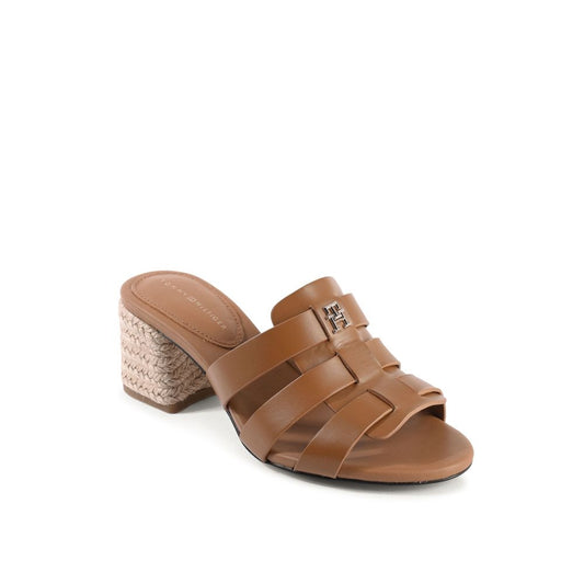 Tommy Hilfiger Braune Leder-Plateau-Sandalen