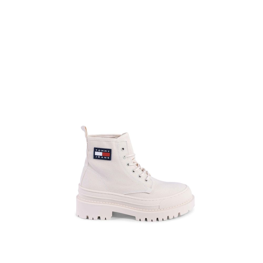 Tommy Hilfiger Beige-farbene Schnürstiefel aus recyceltem Baumwoll-Mix