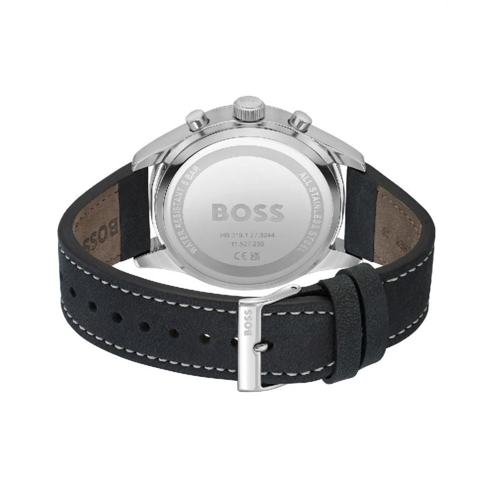 Hugo Boss Schwarze Leder-Armbanduhr