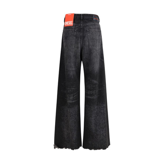 Diesel Black Cotton Relaxed Fit Jeans