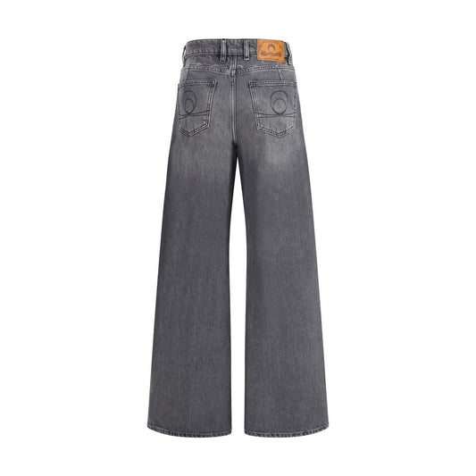 Marine Serre Gray Cotton Flared Jeans