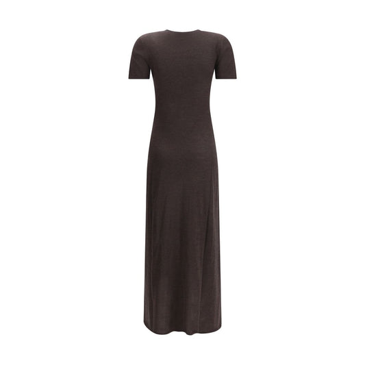 Ferragamo Brown Fleece Wool Long Dress