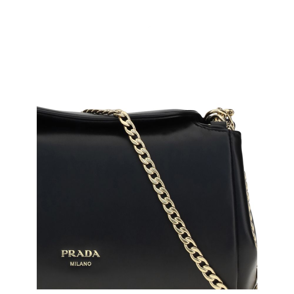 Prada Black Calf Leather Bos Taurus Shoulder Bag