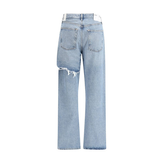 Agolde Light Blue Cotton Straight-Leg Jeans