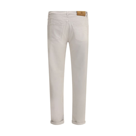 Brunello Cucinelli Beige Cotton Straight-Leg Jeans