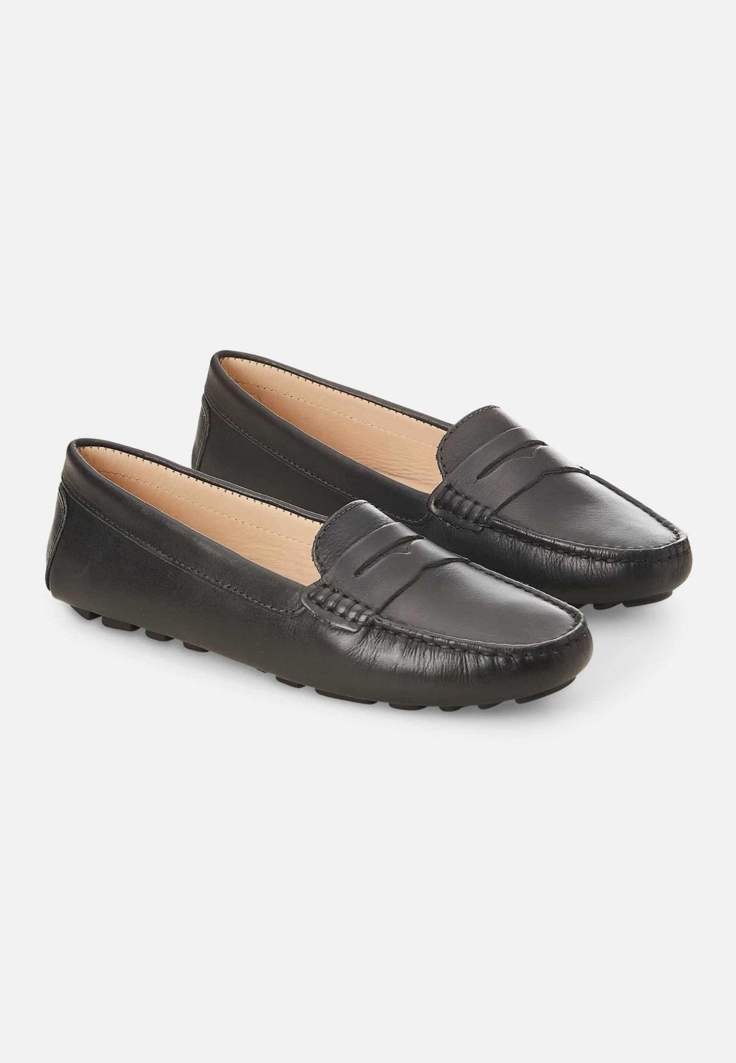 Mangará Atelier Black Calf Leather Penny Loafers – Women’S Classic Driving Shoes
