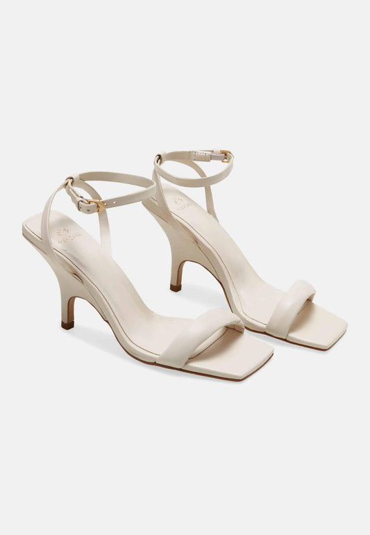 Mangará Atelier White Calf Leather Sandals CortiçA – Women’S 9 Cm High Heel With Ankle Strap