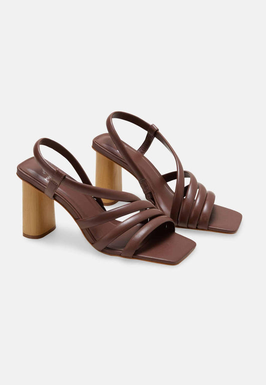 Mangará Atelier Brown Calf Leather Sandals Cedro – Women’S 8 Cm Cylindrical Block Heel