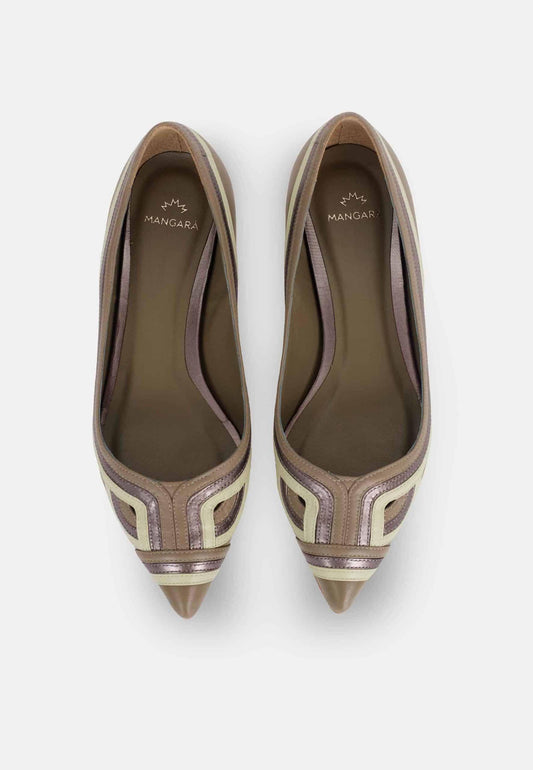 Mangará Atelier Brown Leather Ballerinas – Women’S Flat Shoes With Layered Detail