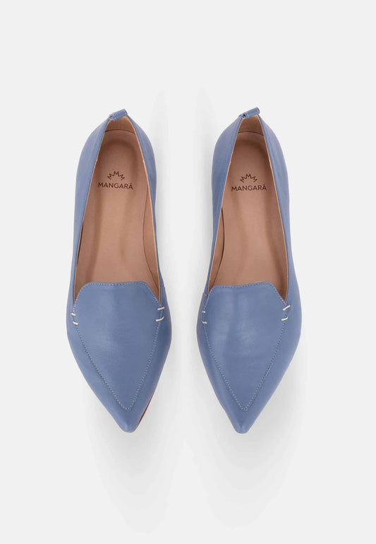 Mangará Atelier Blue Leather Ballerinas Butia – Women’S Pointed-Toe Flat Shoes