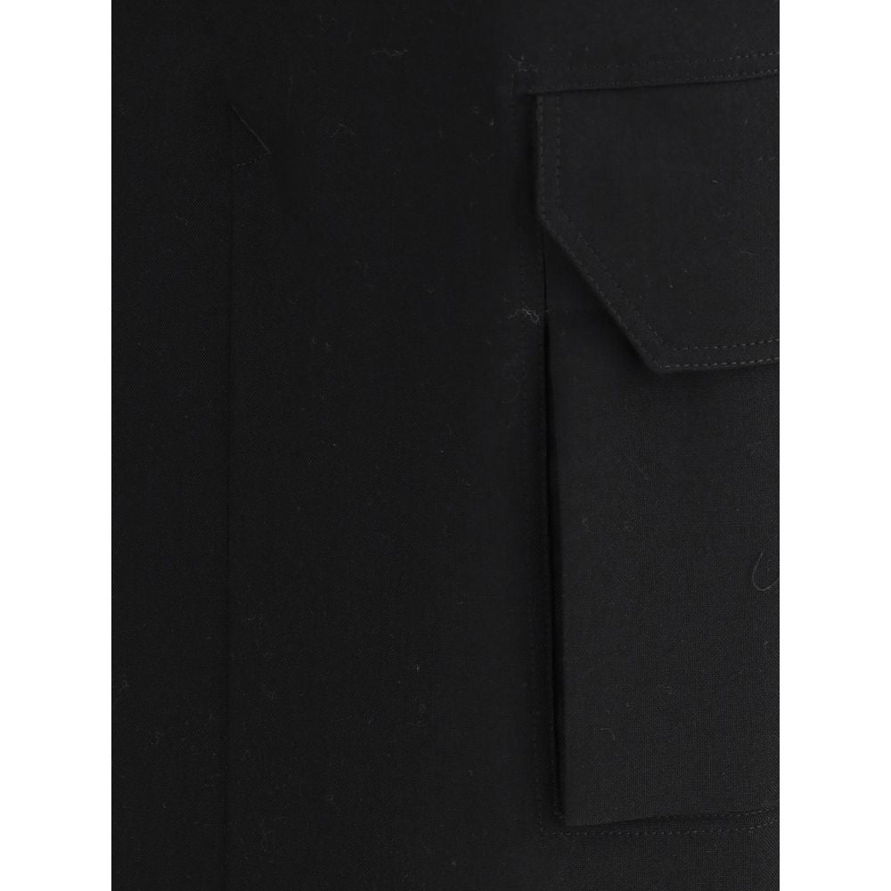 Rick Owens Black Fleece Wool Midi Skirt