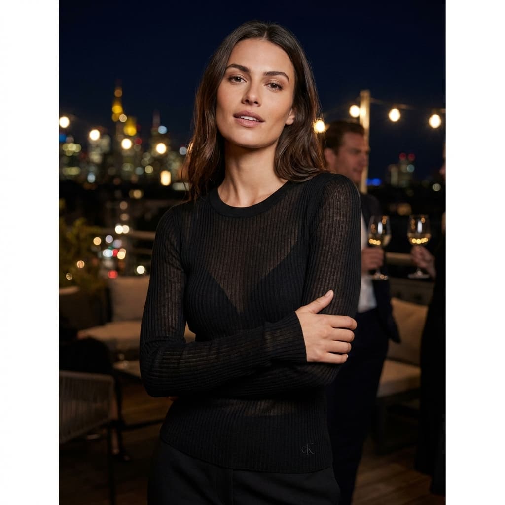 Calvin Klein Slim Semi-Sheer Longsleeve Black