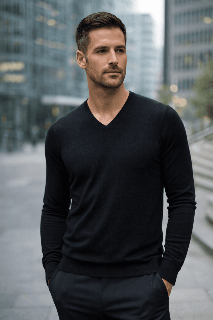 Calvin Klein Extra Fine Merino V-Neck Black