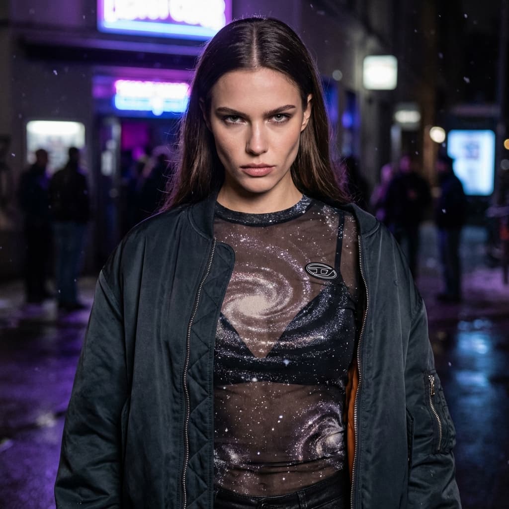 Diesel Galaxy Mesh Longsleeve Black