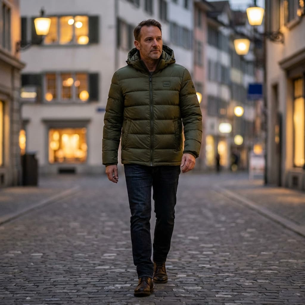 Hugo Boss Water-Repellent Puffer Olive