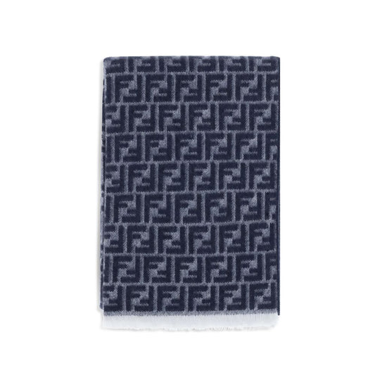 Fendi Blue Fleece Wool Scarf