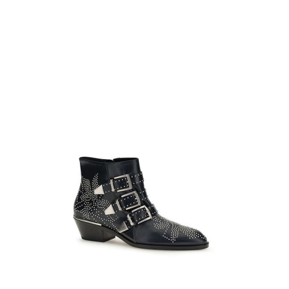 Chloé Black Calf Leather Bos Taurus Lace-Up Boots
