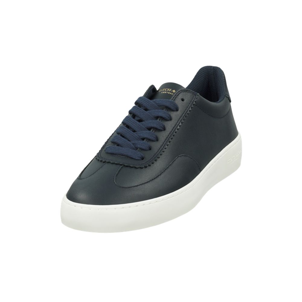 Scotch & Soda Blue Cowhide Low Top Sneakers