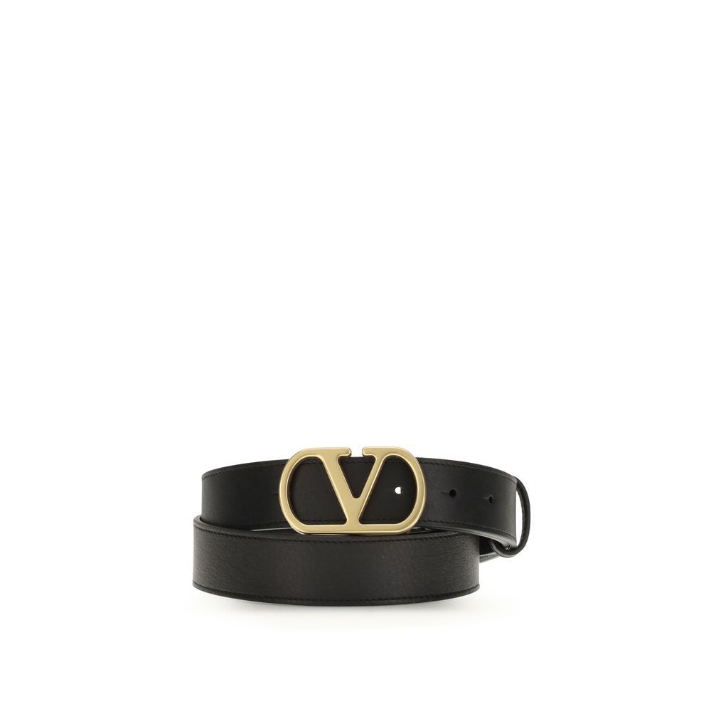 Valentino Garavani Black Calf Leather Bos Taurus Belt