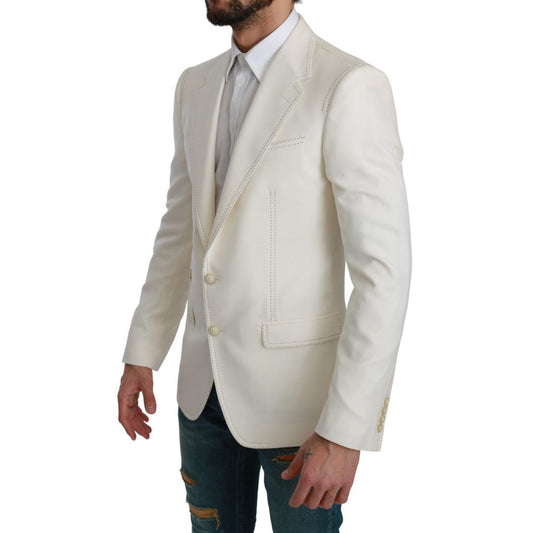 Dolce & Gabbana White Virgin Wool Blazer