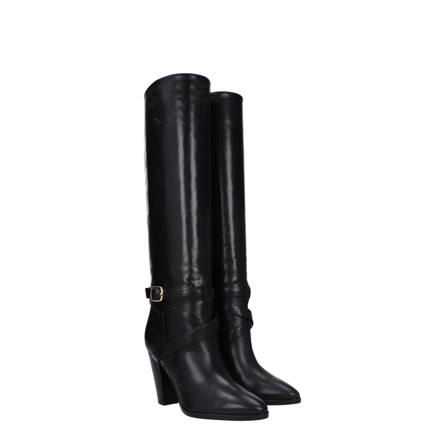 Celine Black Leather High Heel Boots