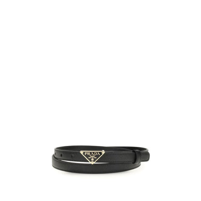 Prada Black Calf Leather Bos Taurus Thin Belt